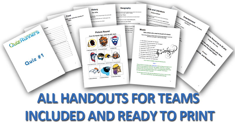 Handouts for your Quiz Event
