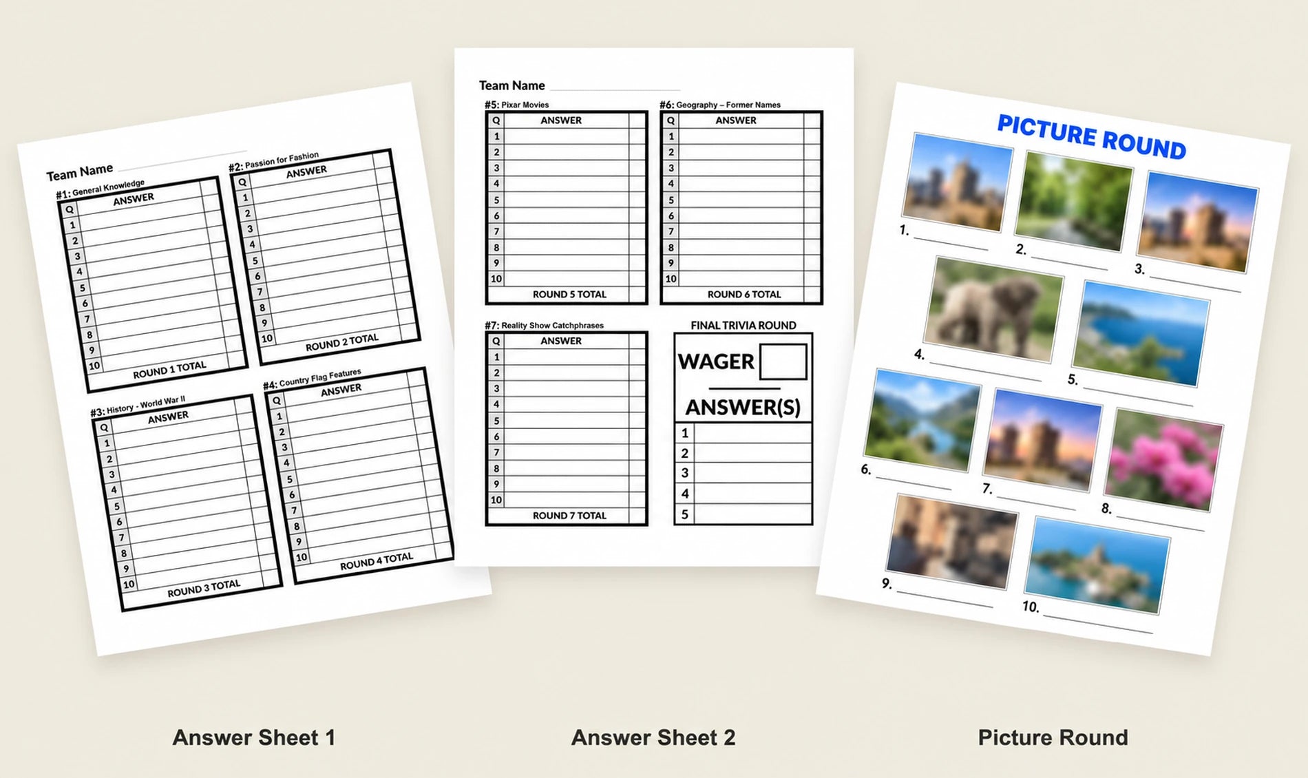 Answer Sheets