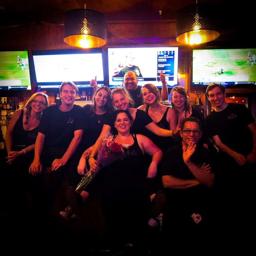 Group photograph at Bruno’s Bar and Grill, supplied for its customer story