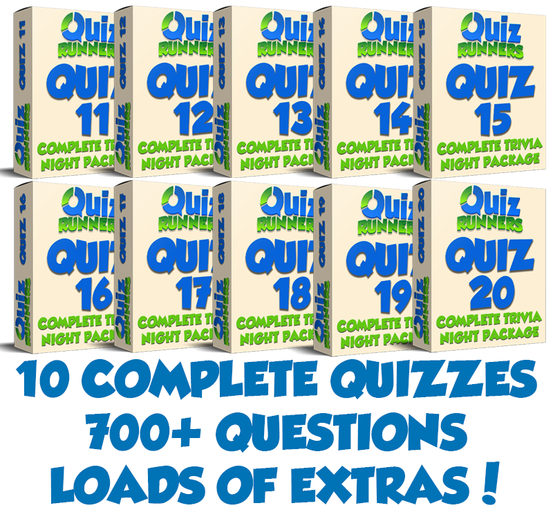 10-Pack Trivia Night Bundle including Quiz #11 to Quiz #20