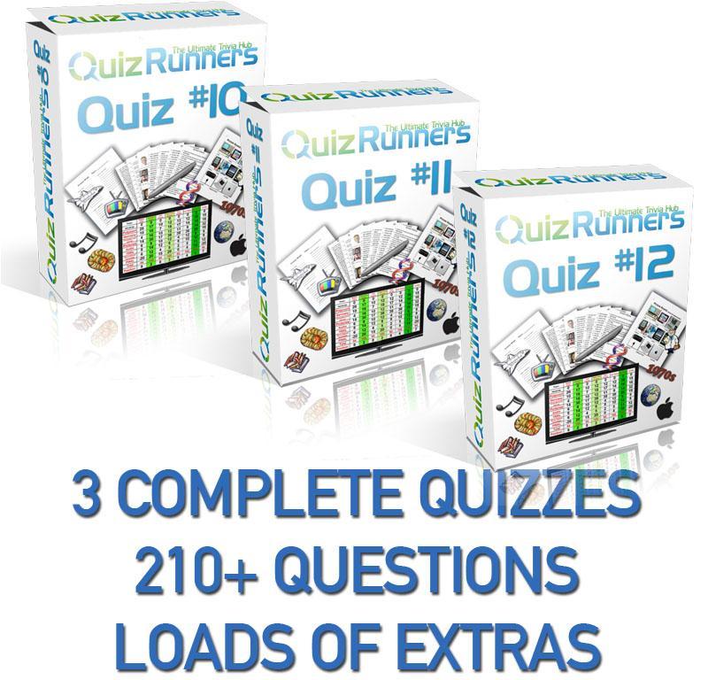 3 Complete Trivia Night Quizzes - Quiz 10, 11 and 12