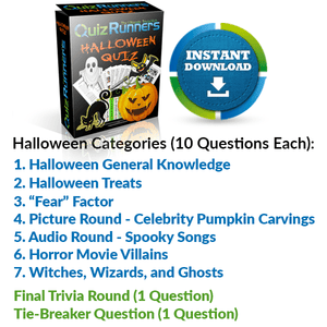 General Knowledge, Halloween Treats, "Fear" Factor, Celebrity Pumpkin Carving, Spooky Songs, Horror Movie Villains, and Witches, Wizards and Ghosts