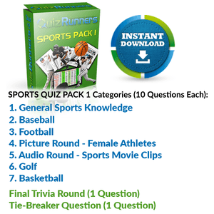 General Sports Knowledge, Baseball, Football, Female Athletes, Spots Movie Clips, Golf and Basketball Trivia Night Questions