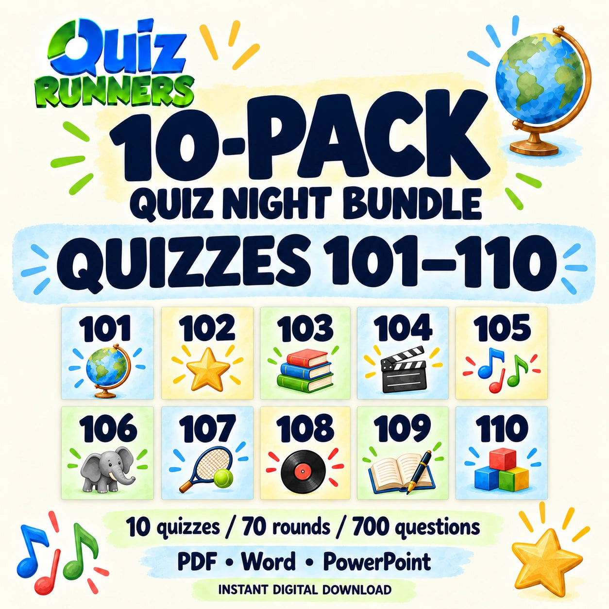 10-Pack Bundle including Quiz #101 to Quiz #110