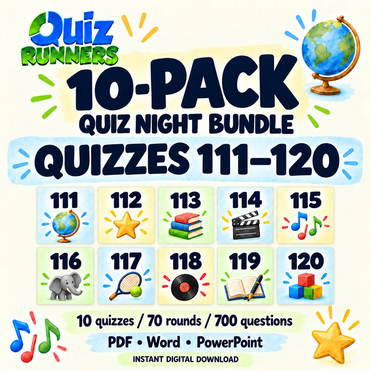 10-Pack Bundle including Quiz #111 to Quiz #120