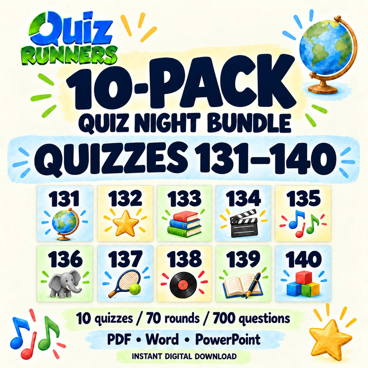10-Pack Bundle including Quiz #131 to Quiz #140