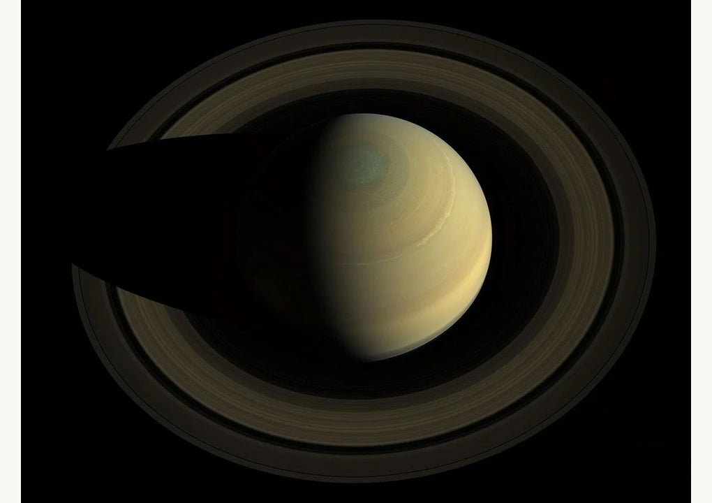 Saturn and its rings in a natural-color Cassini mosaic from 2013