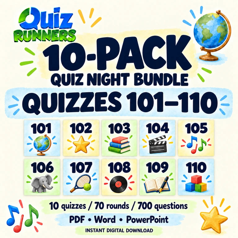 Ten-pack trivia bundle including quizzes 101 to 110