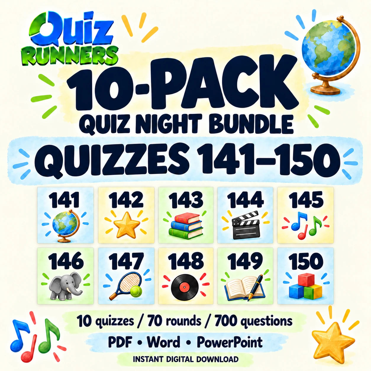 10-Pack Bundle including Quiz #141 to Quiz #150