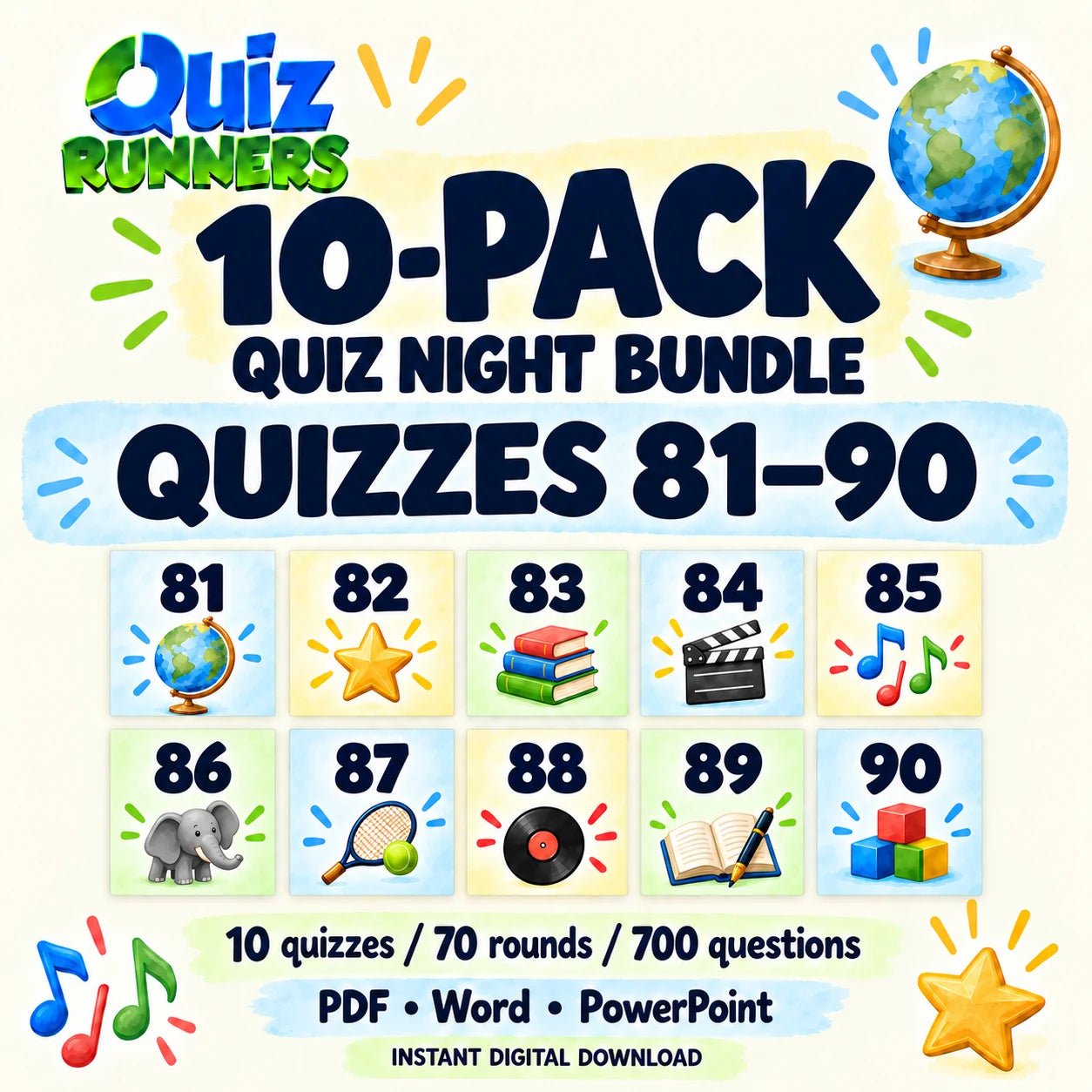 10-Pack Bundle including Quiz #81 to Quiz #90
