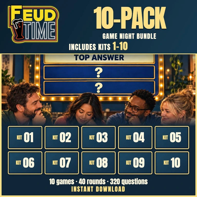 Feud Time ten-pack 1, containing Kits 1 through 10.