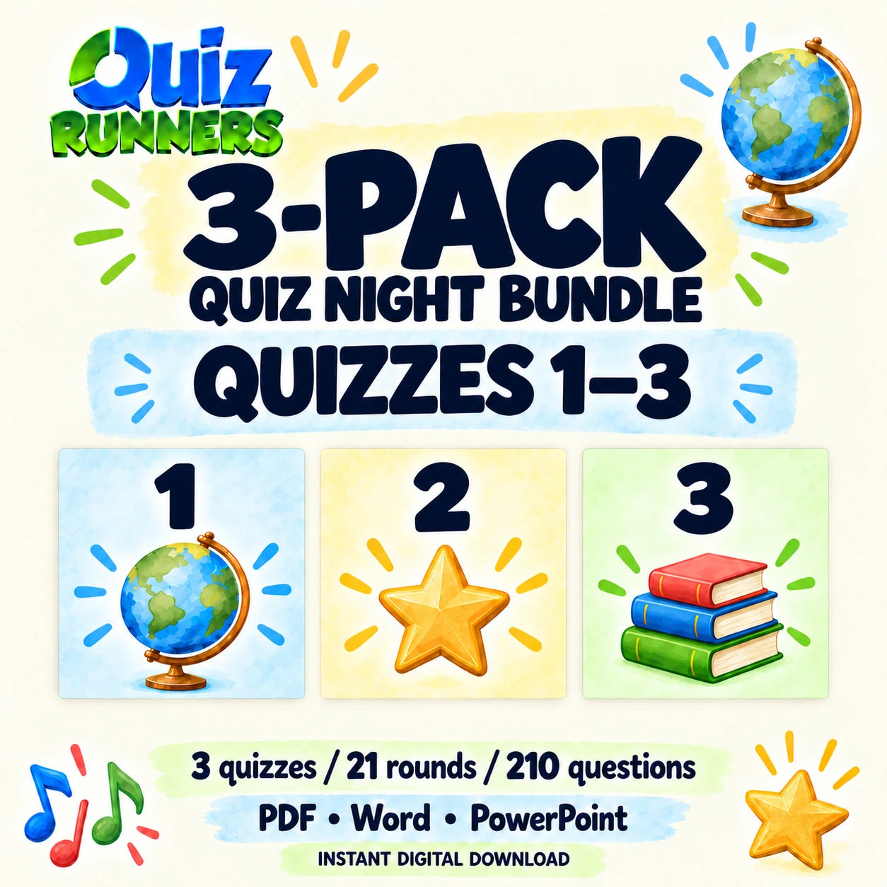 3-Pack Trivia Night Package, Quizzes #1, #2, and #3