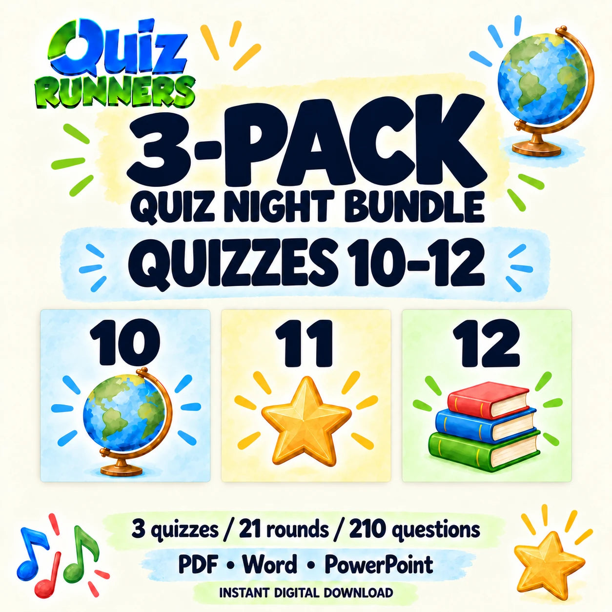 3-Pack Trivia Night Bundle Including Quiz #10, Quiz #11, and Quiz #12