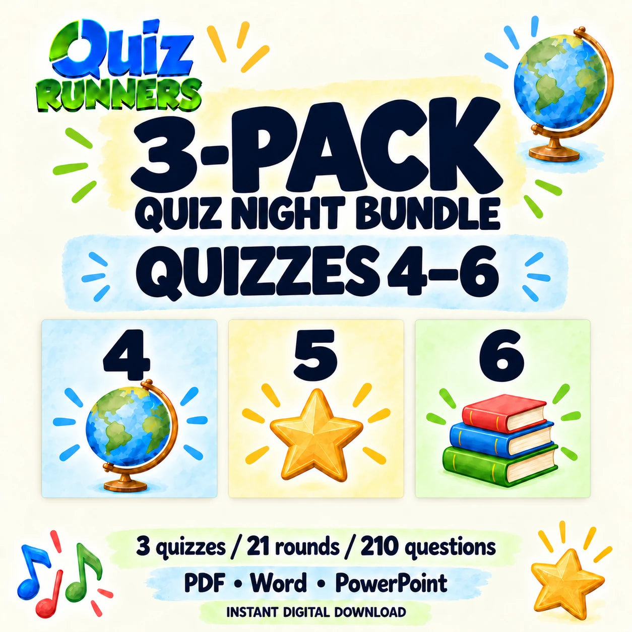 3-Pack Trivia Night Bundle Including Quiz #4, Quiz #5, and Quiz #6