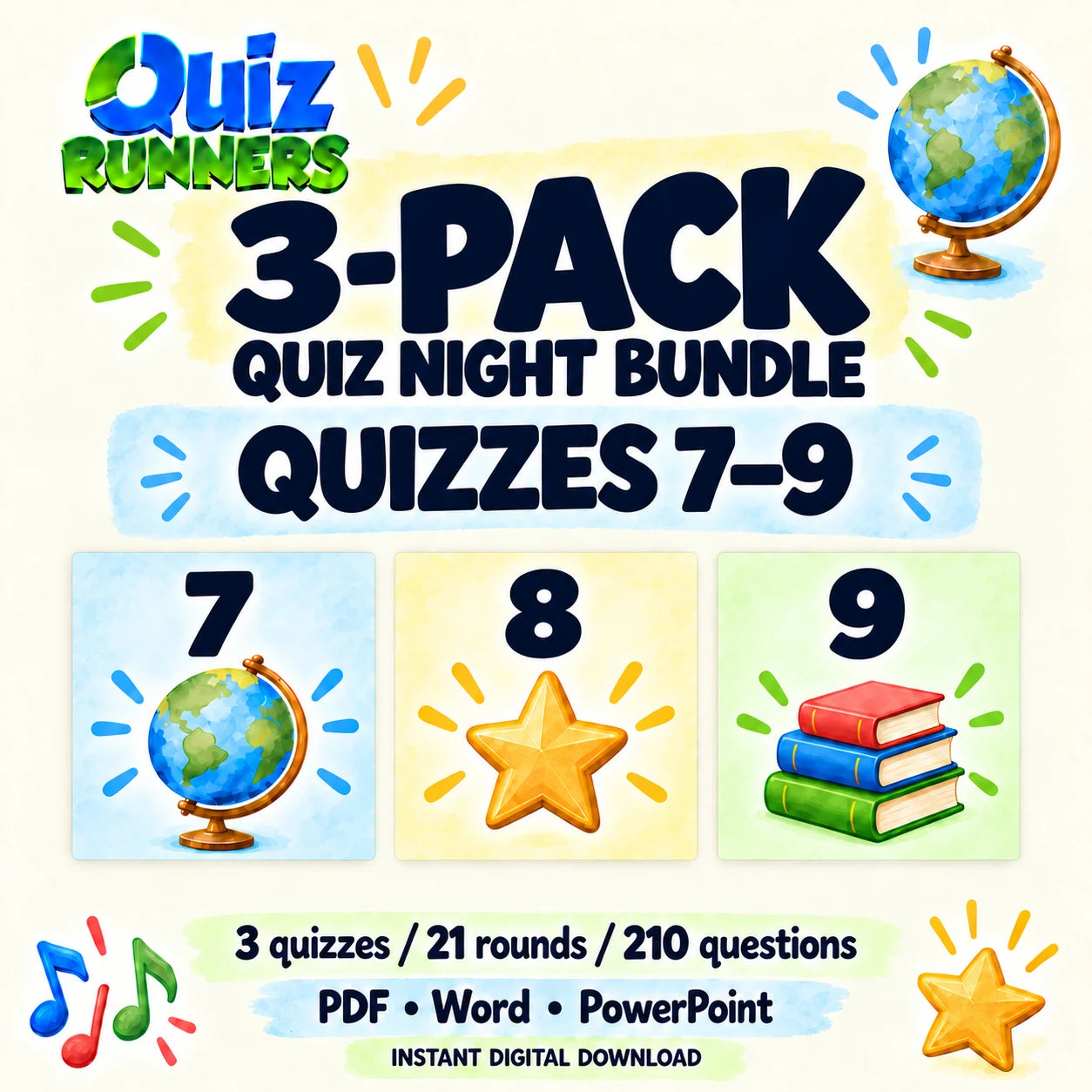 3-Pack Trivia Night Bundle Including Quiz #7, Quiz #8, and Quiz #9